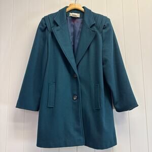 Vintage Andrea Marin Womens Classic 80s 90s Cozy Wool Pea Coat Size 16 Pleated